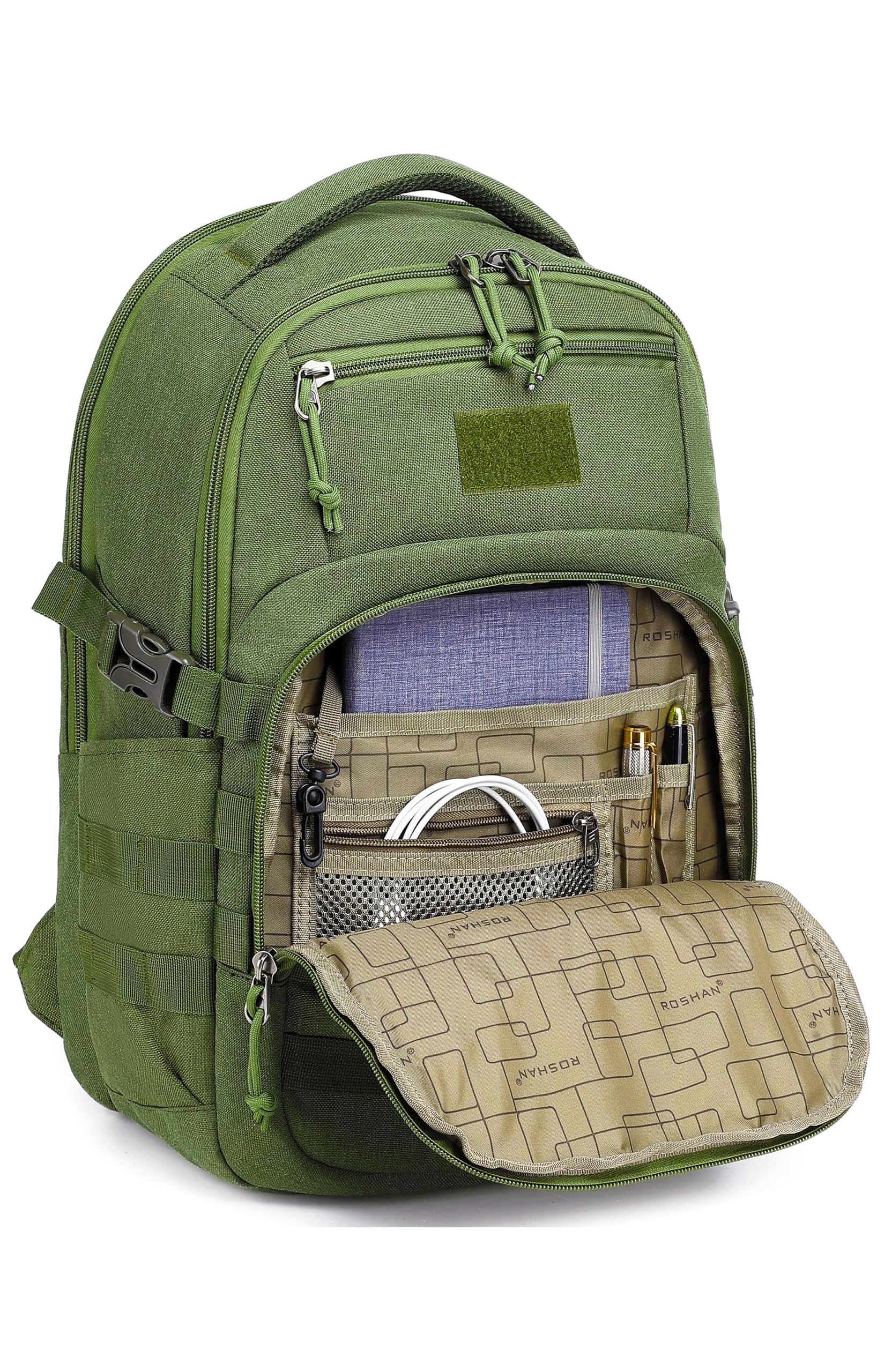 Wotony Military tactical backpack, backpack for men black small tactical assault bag (green, 20 inch)