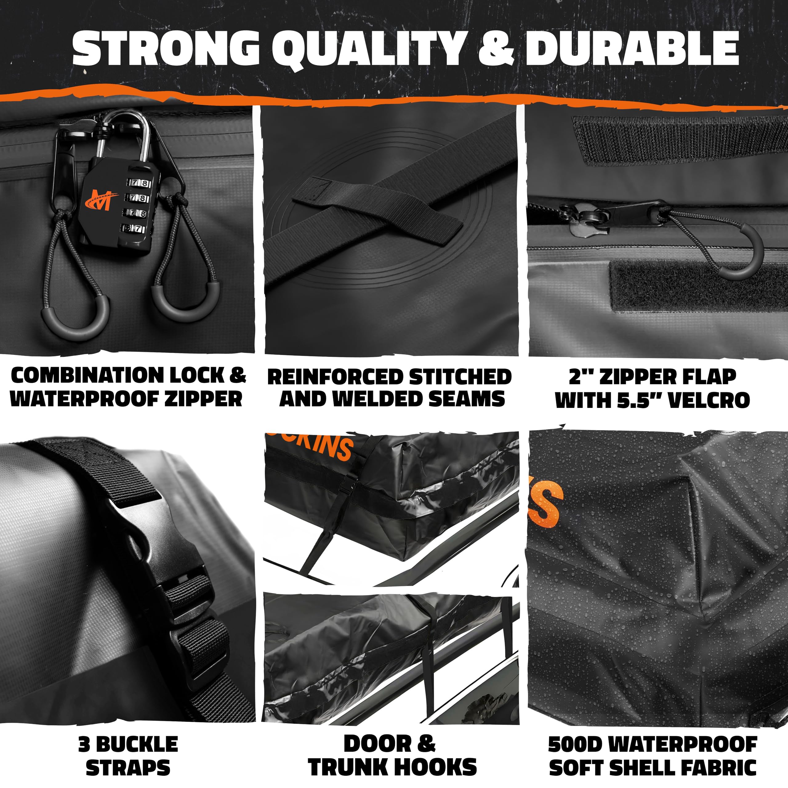 Mockins XXL 50 CuFt Heavy Duty Car Rooftop Cargo Carrier Bag 85"x50"x20"