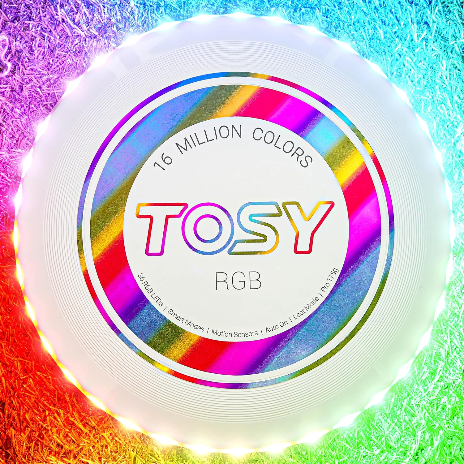 TOSY RGB White Frisbee & Blue Flying Ring Set - Perfect for Outdoor Fun & Games