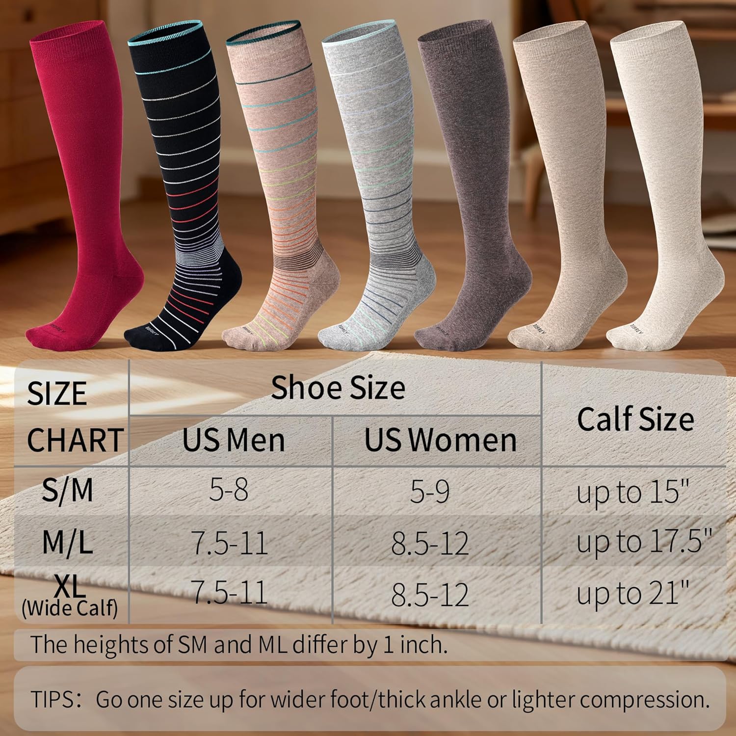 Skiennix Soft Cotton Compression Socks - 20-30mmHg Knee High Support for Circulation & Travel