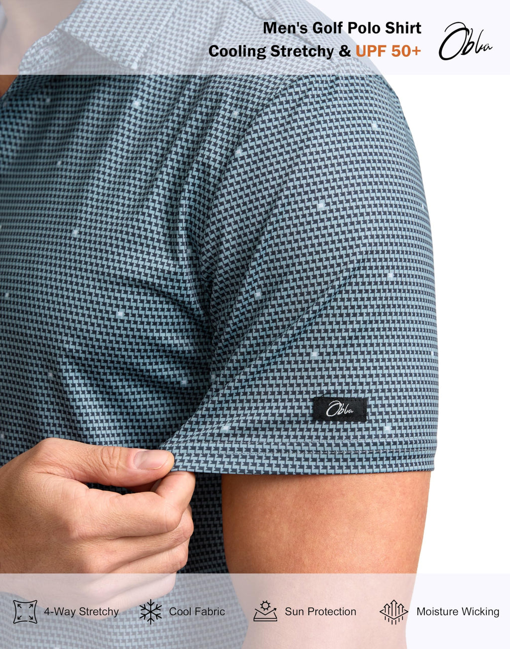 Obla Mens Golf Polo Shirts Short Sleeve Dry Fit Performance Moisture Wicking Casual Print Collared Golf Shirts for Men(Gray Flag_XXXL)
