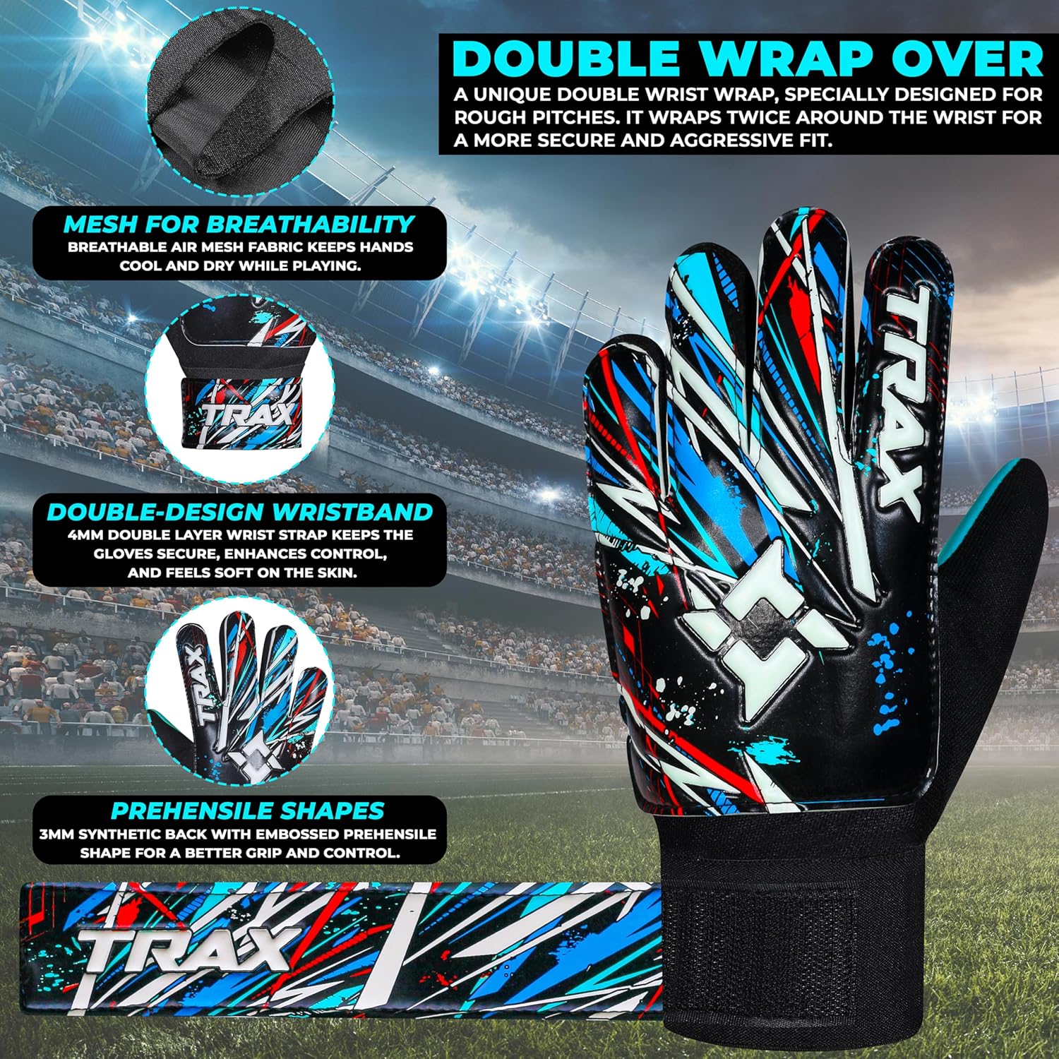 Soccer Goalie Gloves - Youth & Adult Football Goalkeeper Gloves with 4mm Latex Grip & Finger Protection