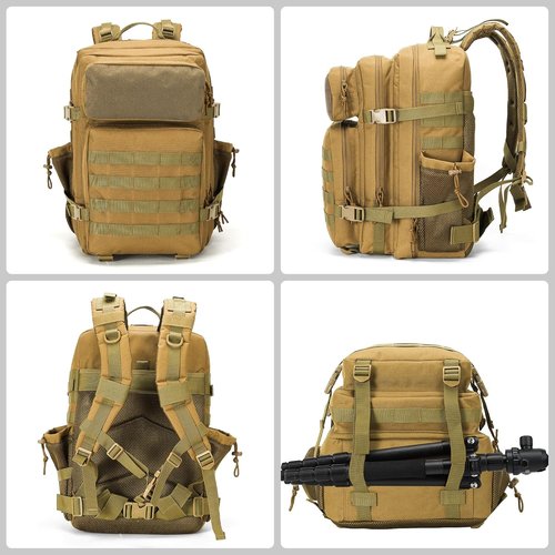 Gracedon Tactical Backpack - 45L Military Molle Assault Rucksack for Men & Women | Khaki Color
