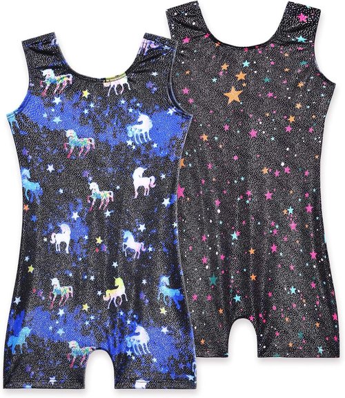 Leotard for Girls by [Brand Name] - Sparkly Gymnastics Unitard with Shorts | Sleeveless One-Piece