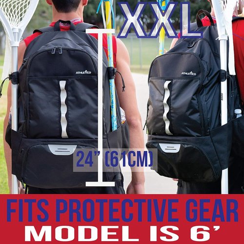 Athletico Lacrosse Bag - Extra Large Field Hockey Backpack with Two Stick Holders & Cleats Compartment