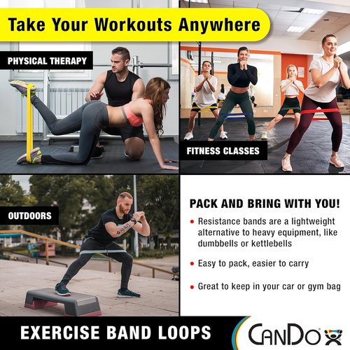 Cando Exercise Loops - Arm Resistance Bands for Strength Training - 10" Length
