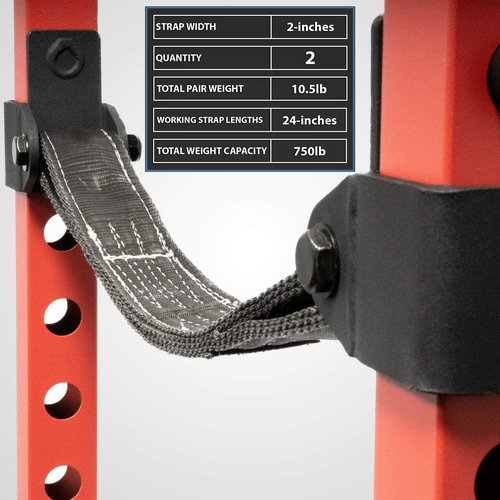 Synergee Power Rack Safety Straps with 750lb Capacity. Compatible with 2x2 Tube Power Racks. Nylon Safety Arms for Power Lifting. Sold in Pairs.