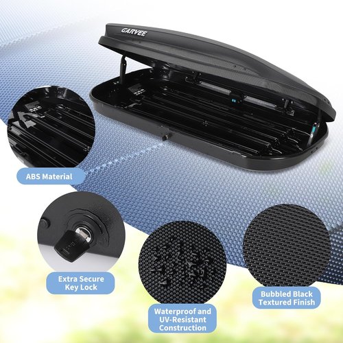 Garvee Rooftop Cargo Box - Dual-Side Opening Travel Luggage Carrier | 165Lbs Capacity, Black (12 Cubic Feet)