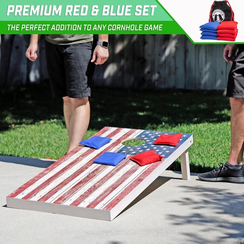 GoSports Official Regulation Cornhole Bean Bags - Set of 8 | All-Weather American Stars and Stripes