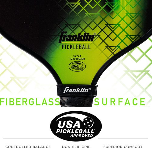 Franklin Sports Pickleball Paddle - Vibe Polypropylene Core Racket - Official USA Pickleball (USAPA) Approved Paddle - Lightweight Pro Racket - Green - 13mm Thick Core