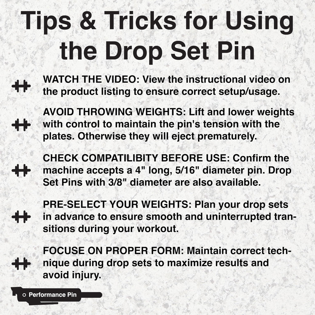 PERFORMANCE PIN The Original Drop Set Pins for Gym | One More Rep with Weight Stack Pins | Instant Transition to Lower Weights for More Reps | Proudly Made in America | 5/16" Pin | Black