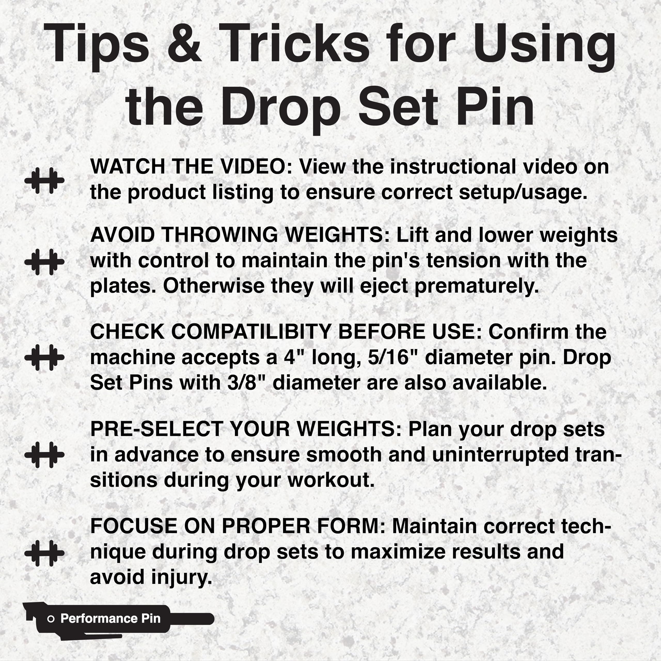 PERFORMANCE PIN The Original Drop Set Pins for Gym | One More Rep with Weight Stack Pins | Instant Transition to Lower Weights for More Reps | Proudly Made in America | 5/16" Pin | Black