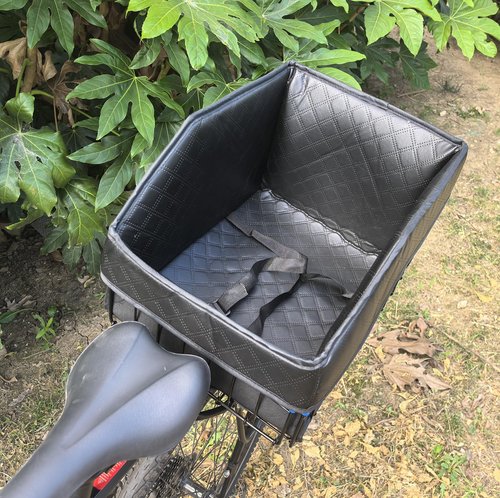THALOUS Large Bike Rear Basket Thickened Folding Bicycle Basket with Leather Liner Bag Waterproof Cover Cargo Net Quick Release