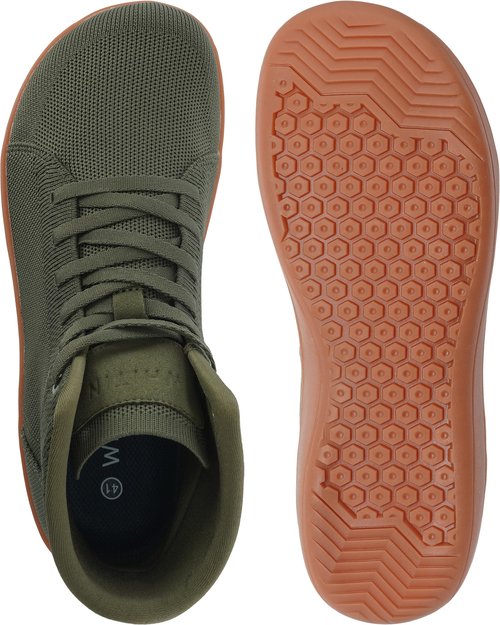 WHITIN Men's High Top Wide Barefoot Shoes Width Toe Box Zero Drop Sole Minimalist Sneakers Size 12 12W Tennis Gym Walking Lightweight Minimal Green 46