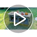 Camping Kitchen Table with Storage & Windshield - Black, Foldable Aluminum