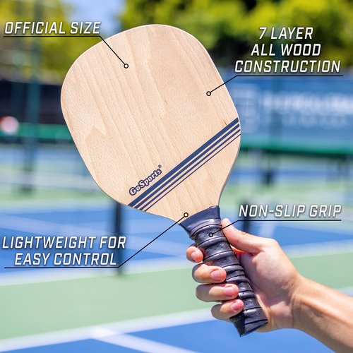 GoSports Pickleball Set with 4 Paddles, 4 Regulation Pickleballs and Carry Case - Classic