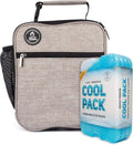 Healthy Packers Slim Ice Packs - Long Lasting Insulated Lunch Bag in Light Grey