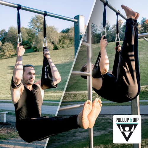 PULLUP & DIP Ab Straps, Premium Abdominal Slings for Abdominal Training, Padded Workout Straps for Crunches, Hanging, Leg Raise, Set of 2 Ab Slings for Pull-Up and Chin-Up Bar