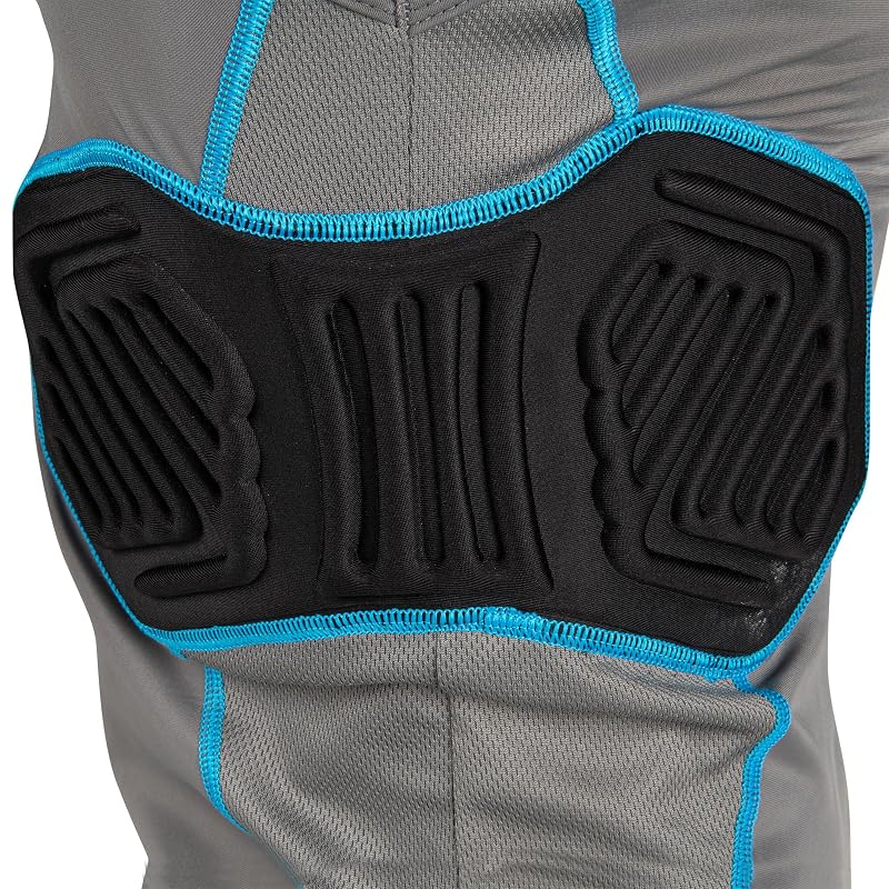 Charcoal, Optic Blue+Medium CHAMPRO Bull Rush Padded Compression Shirt for Boys