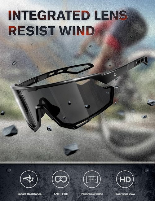 BIRCEN Photochromic Cycling Glasses: Mountain Bike Sports Sunglasses for Men Women Running Riding MTB Baseball