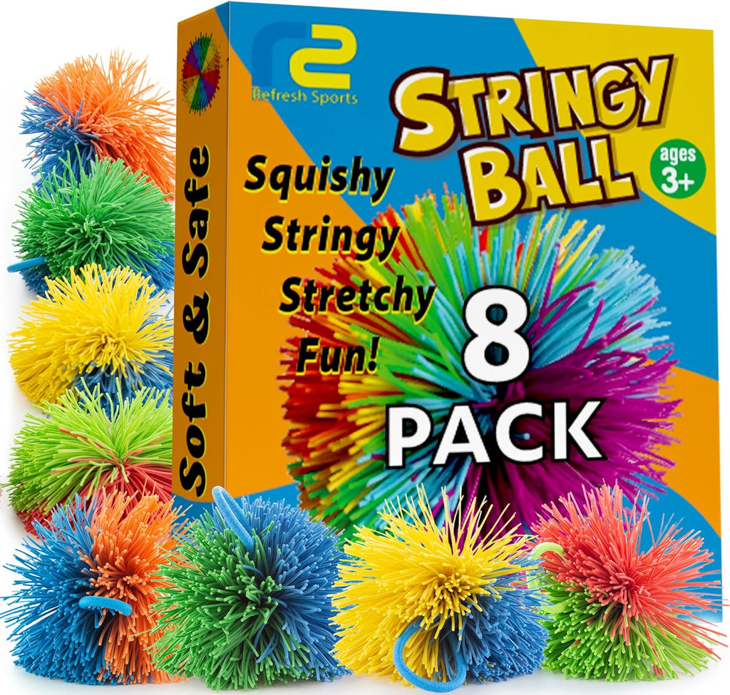 Stringy Balls | 8-Pack Sensory Fidget Toys for Kids Ages 3-8 - Ideal Stress Relief Gifts for Toddlers