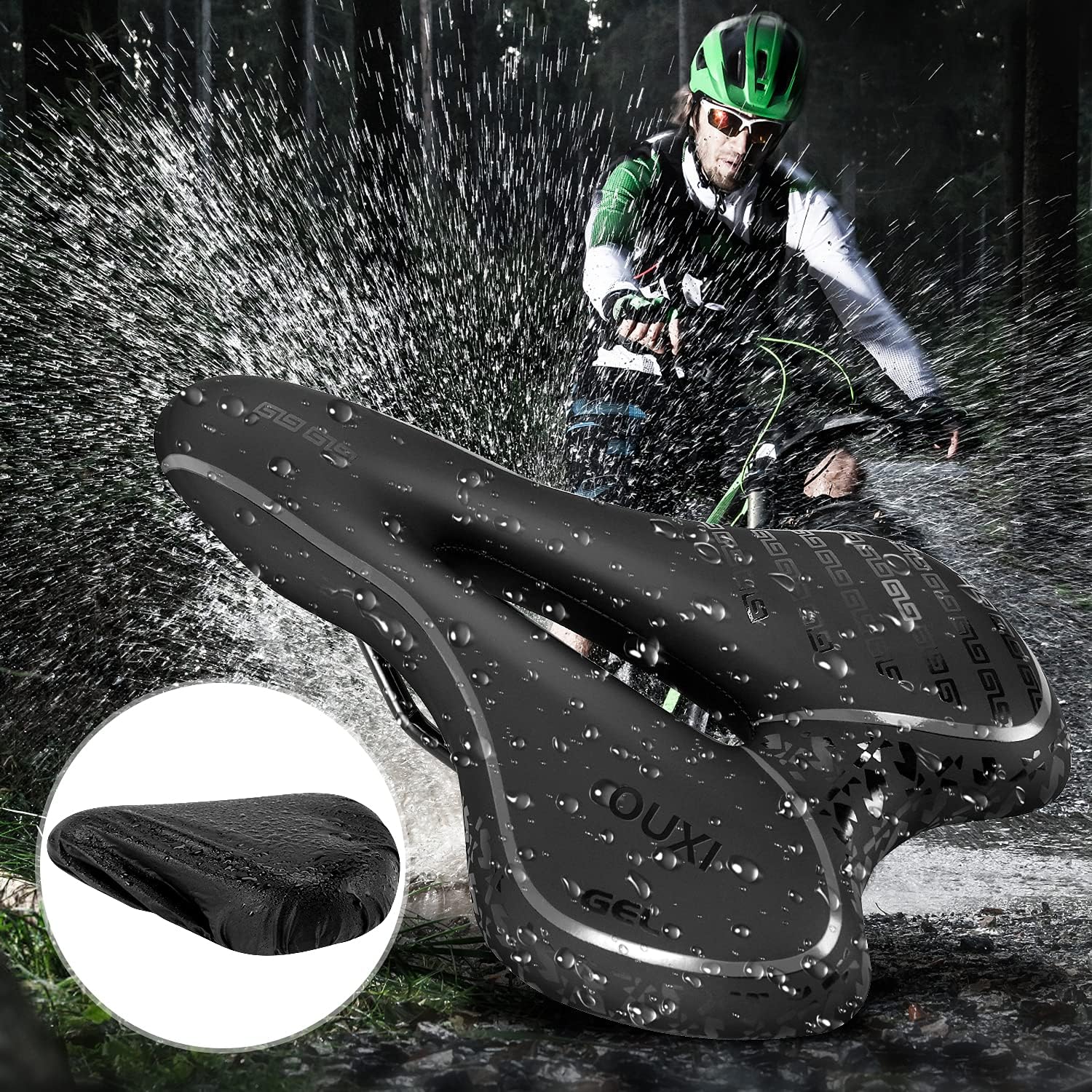 OUXI Comfort Bike Seat - Soft Gel Bicycle Saddle with Shock Absorption | Waterproof for Men & Women