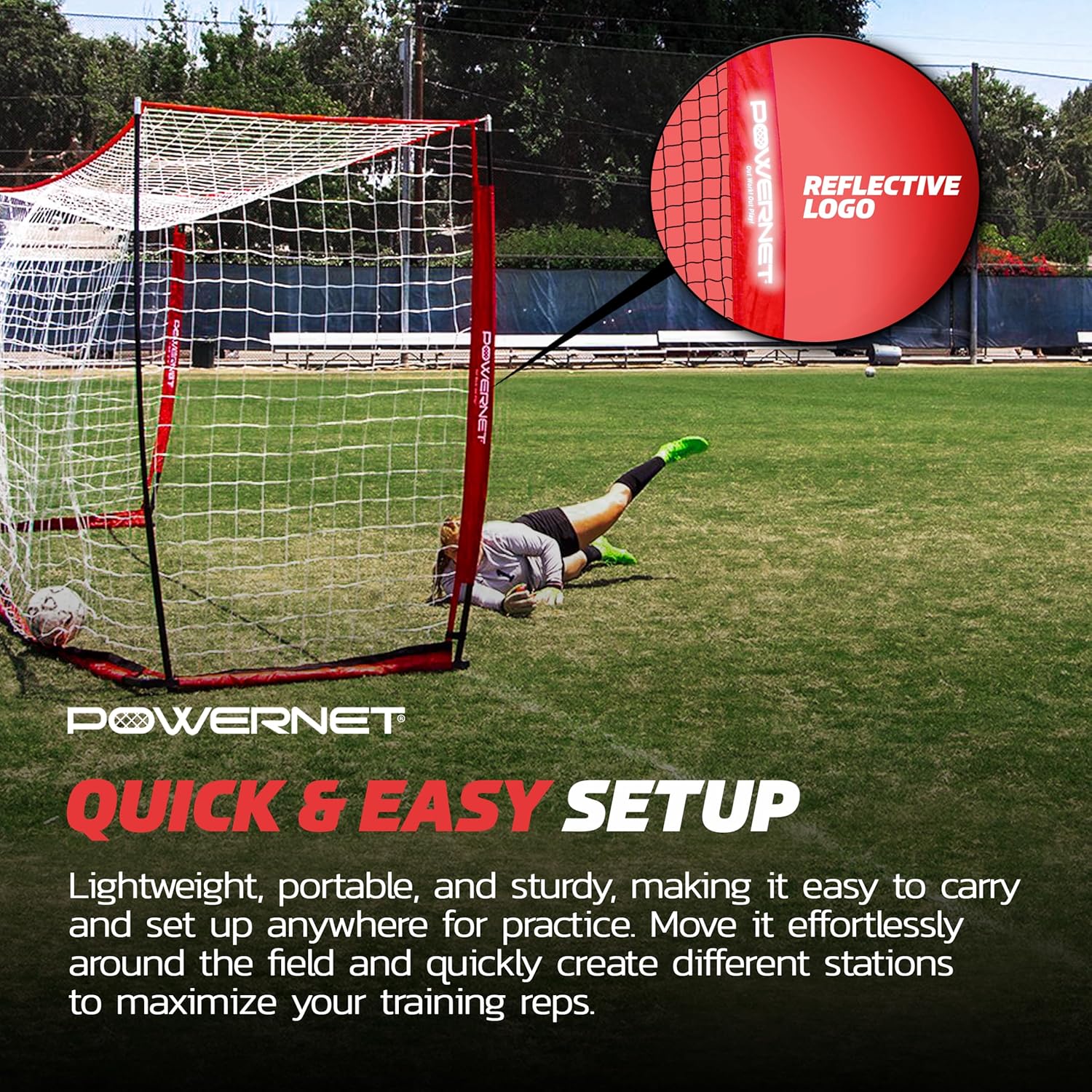 PowerNet Soccer Goal - Portable Backyard Soccer Net with Quick Setup | Multiple Sizes Available