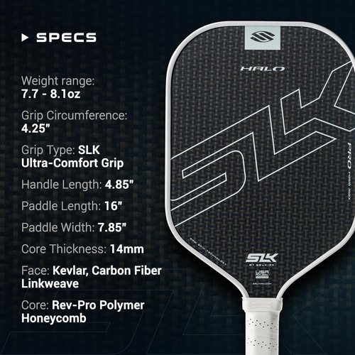 Selkirk Sport SLK Halo Pro MAX Pickleball Paddle | Raw Carbon Fiber Pickleball Paddles with a Rev-Core Power Polymer Core | Designed for Ultimate Spin & Power | Black