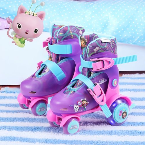 Gabbys Dollhouse Trainer Skates - Light Up Wheels, ABEC 5 Bearings, Durable PVC Material, Foam Shoe Lining, Perfect for Active Fun and Adventures