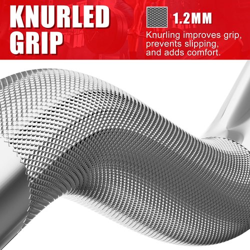 Holleyweb Olympic Barbell Curl Bar EZ Bar Strength Training Bar Threaded Chrome Barbell Bar for Weightlifting, Hip Thrusts, Squats and Lunges