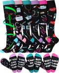 Skiennix Nurse Compression Socks - 15-20 mmHg Knee High Support for Circulation | 6 Pairs, Ideal Gift for Medical Staff