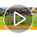 Blue Backyard Swing Set with Kids Slide and Saucer Swing - Heavy-Duty Metal Frame