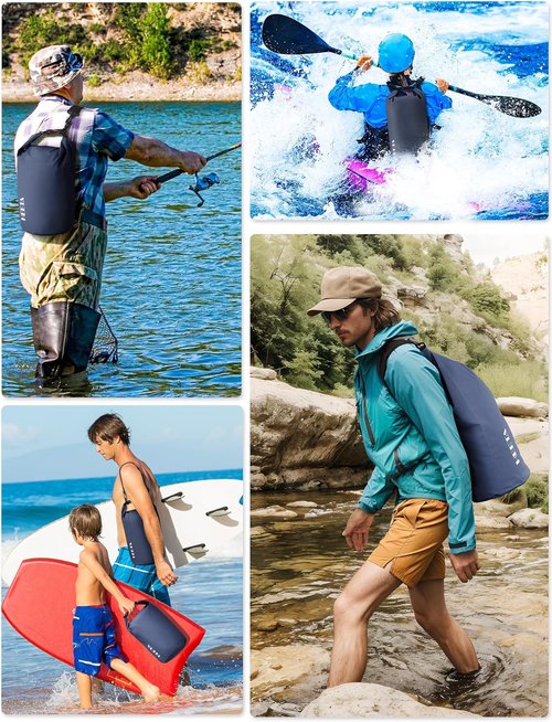HEETA Waterproof Dry Bag - Lightweight Roll Top Storage Backpack with Emergency Whistle | 5L/10L/20L/30L/40L for Travel, Kayaking, Camping