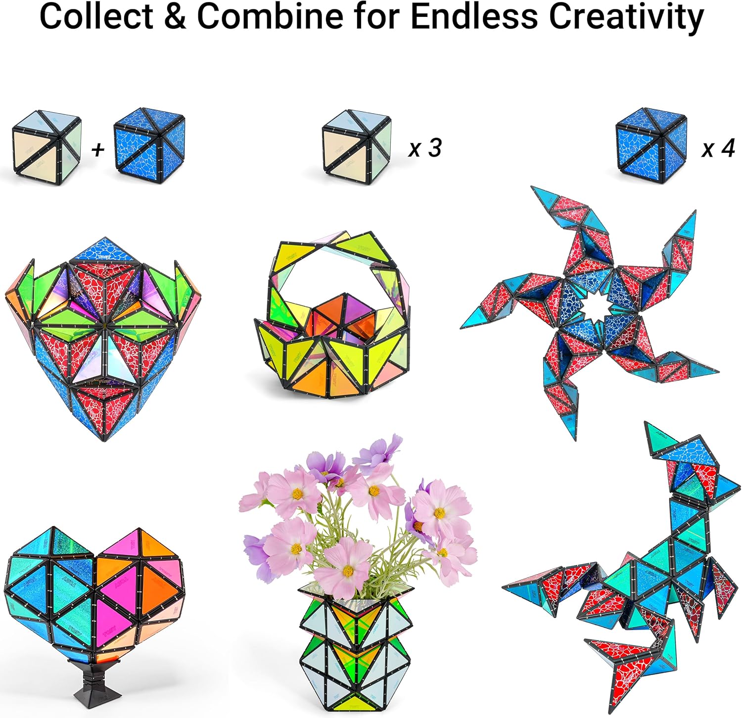 TOSY Magnet Pyramid Fidget Cube - Transforms into 1 Billion Shapes, Holographic Design | Perfect Gift for All Occasions