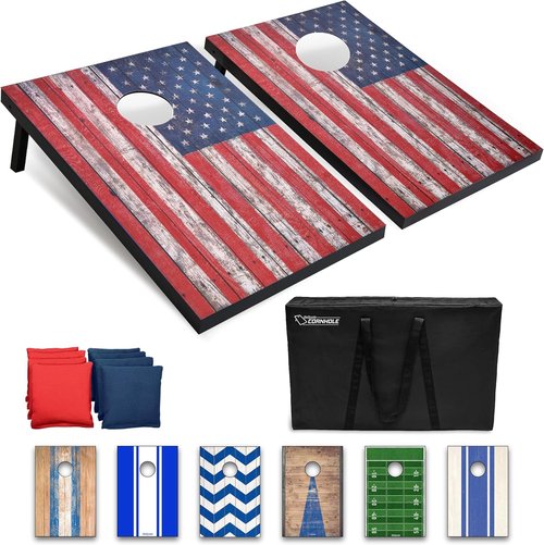 GoSports Portable Cornhole Set - 8 Styles Available | Choose 4x2 ft or 3x2 ft Boards with 8 Bean Bags & Travel Case