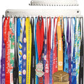 Skiennix Stainless Steel Medal Holder Display Rack - Sturdy Wall Mount with 20 Hooks for Gymnastics, Soccer, Running, Wrestling