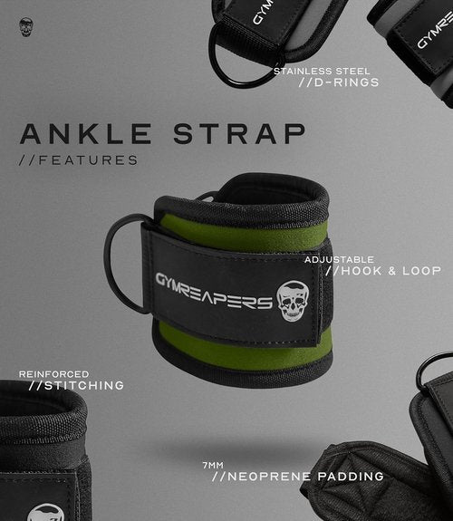 Gymreapers Ankle Straps - Adjustable Neoprene Leg Straps for Cable Machine Glute Workouts