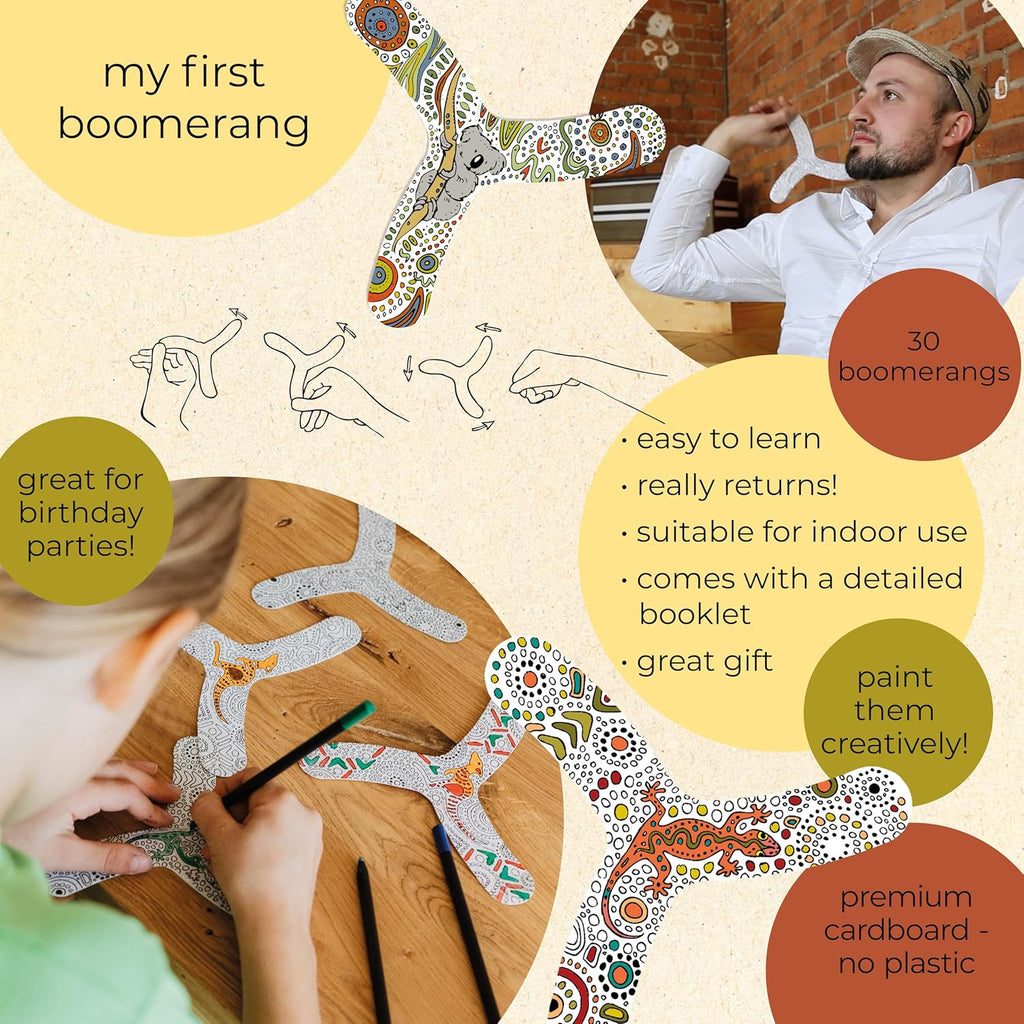 TicToys Boomerang for Beginners - Customizable Design for Indoor & Outdoor Fun | 30 Pack Set
