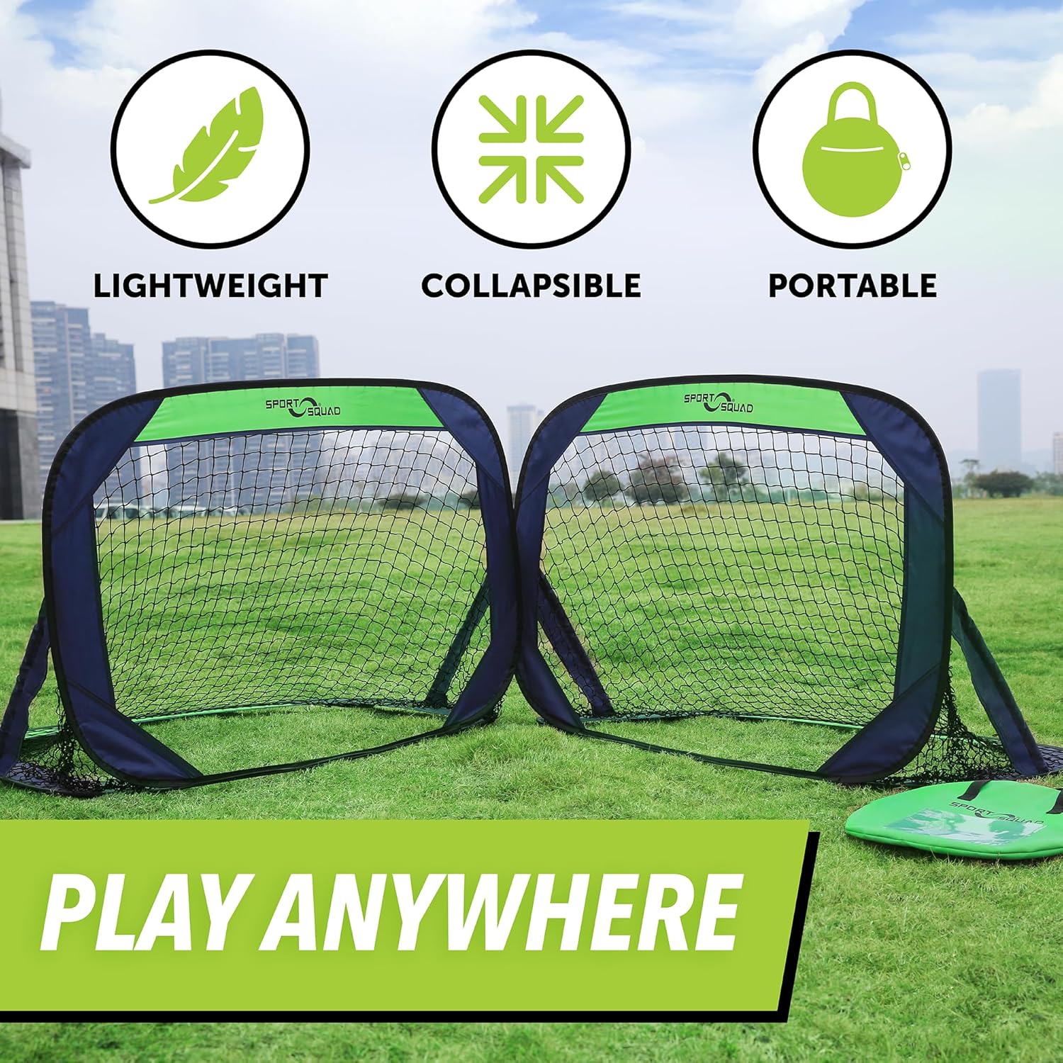 Sport Squad Portable Soccer Goal Set - Easy Setup for Backyard Play | Adjustable Size