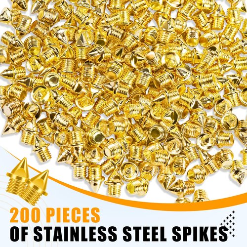 YUNVI 3/16 Inch Track Spikes,200pcs Stainless Steel Pyramid Shoe Spikes with Wrench for Track and Cross Country,Replacement for Sprint Sports Short Running Shoes
