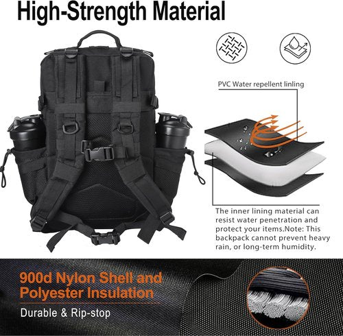 LHI Tactical Military Backpack - Large 25L/45L Molle Army Assault Pack for Hiking & Travel