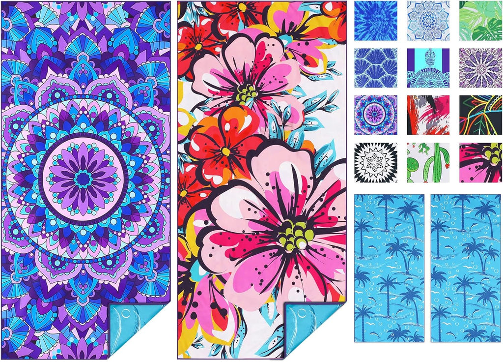 TwoYek Microfiber Beach Towels - Lightweight, Quick-Dry, Sand-Free | Oversized 71x32 for Travel & Sports