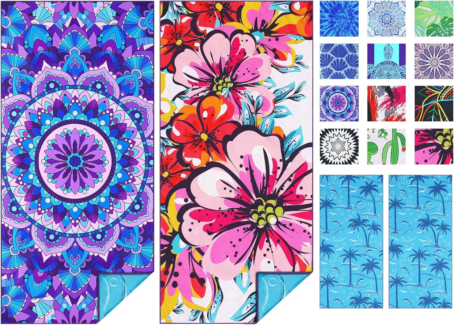 TwoYek Microfiber Beach Towels - Lightweight, Quick-Dry, Sand-Free | Oversized 71x32 for Travel & Sports