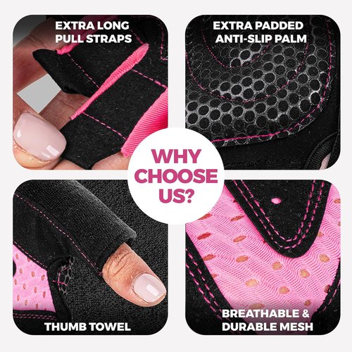 MhIL Workout Gloves for Women - Breathable Weight Lifting Gloves with Palm Protection & Wrist Support | Enhanced Grip