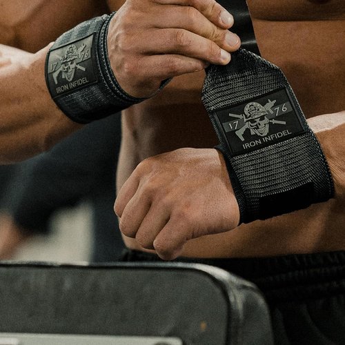 Iron Infidel Wrist Wraps - 18" Heavy Duty Support for Weightlifting & Crossfit | Gym Accessories for Men