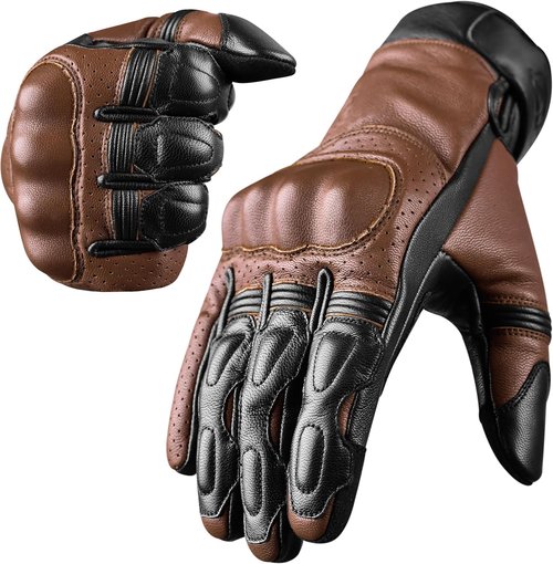 J.A.G. Motorcycle Gloves - Premium Leather Perforated Gloves with Knuckle Protection | Touchscreen Riding Gear for Men