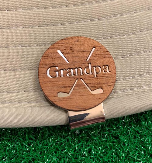 The Quintessential Hostess Grandpa Engraved Golf Hat Clip and Ball Marker Mahogany Personalized for Dad