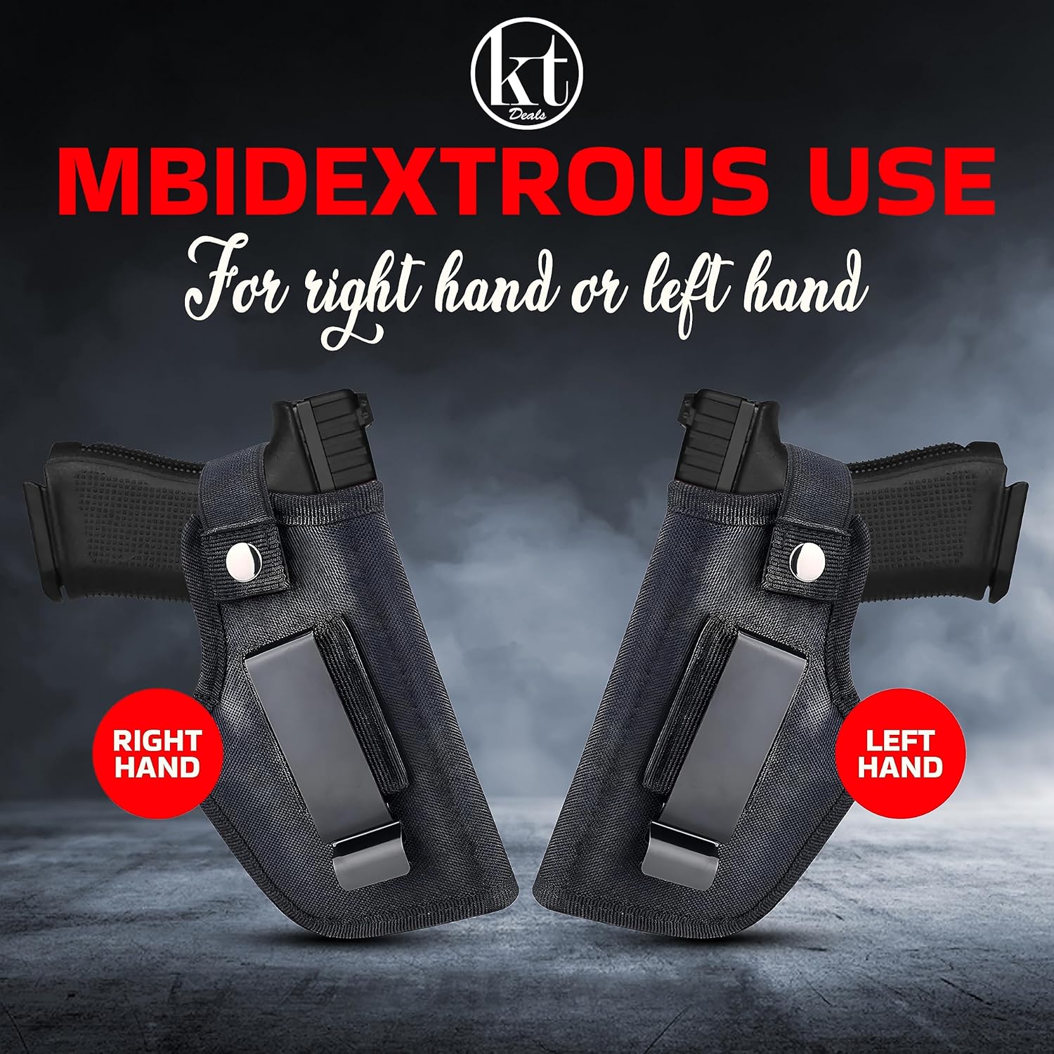 Universal Gun Holster - IWB/OWB Waist Belt Pistol Holster for Glock 380 & 9mm - Right/Left Hand Draw