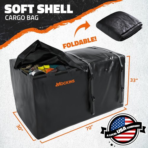Mockins 40 CuFt XXL Trailer Hitch Cargo Carrier Bag - Waterproof, All-Weather Vinyl | 70"x30"x33" with Straps & Lock