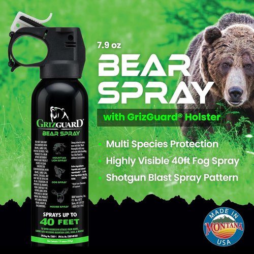 Bear Spray with Holster - Maximum Strength 7.9 oz | 40-Foot Range, EPA-Registered Bear Deterrent for Hiking & Camping